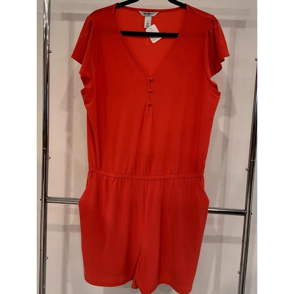 Stylish Red Short Sleeve Jumpsuit by WHBM